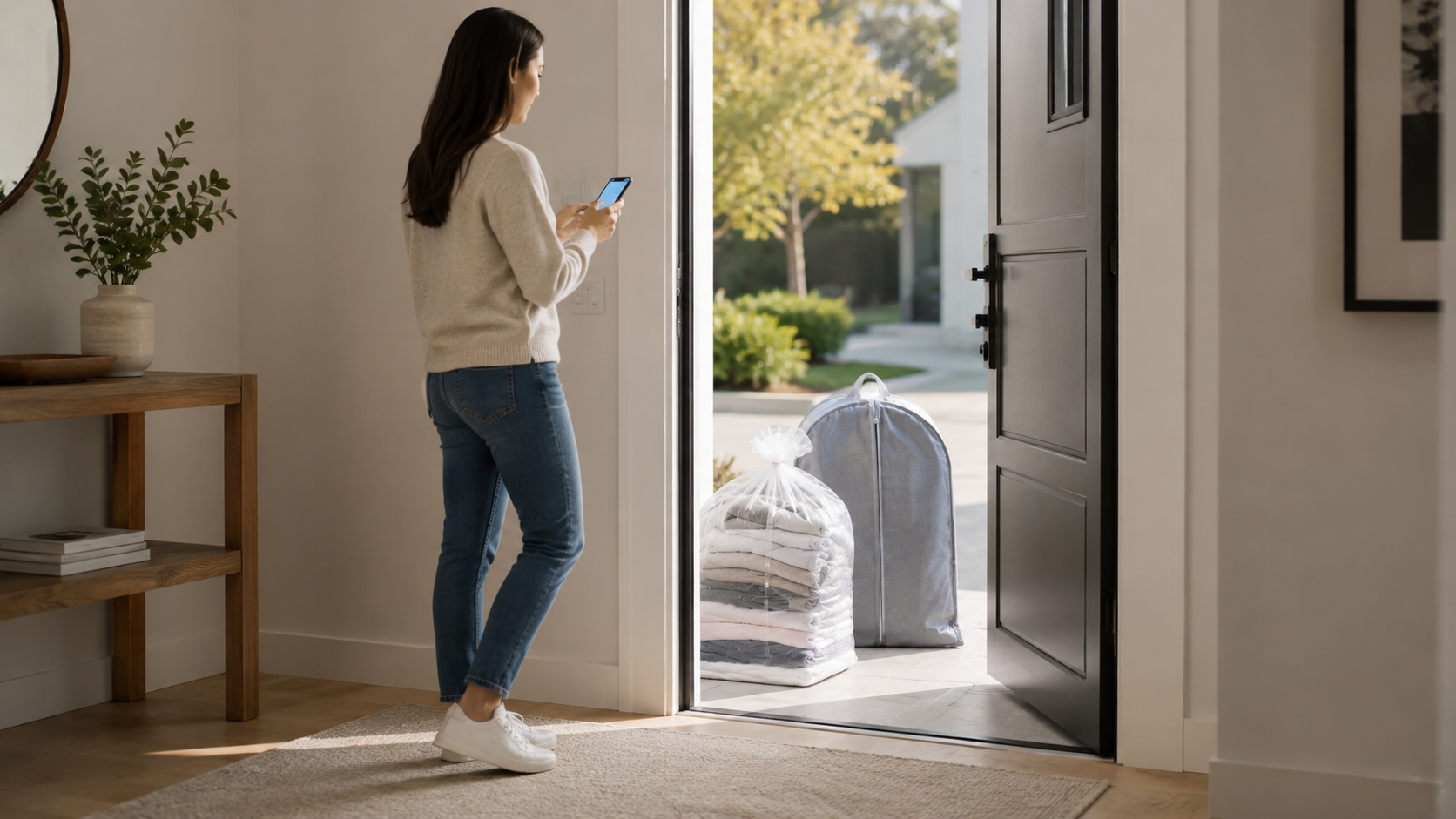 Step 4 - Pickup Delivered Clean Laundry At Home